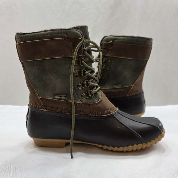 JBU by Jambu Women's Windsor Waterproof Army Green & Brown Duck Boots. Size 9M - Picture 6 of 8